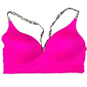 Victoria Secret Lightly Lined Plunge Pink/Cheetah Print Bralette 34C